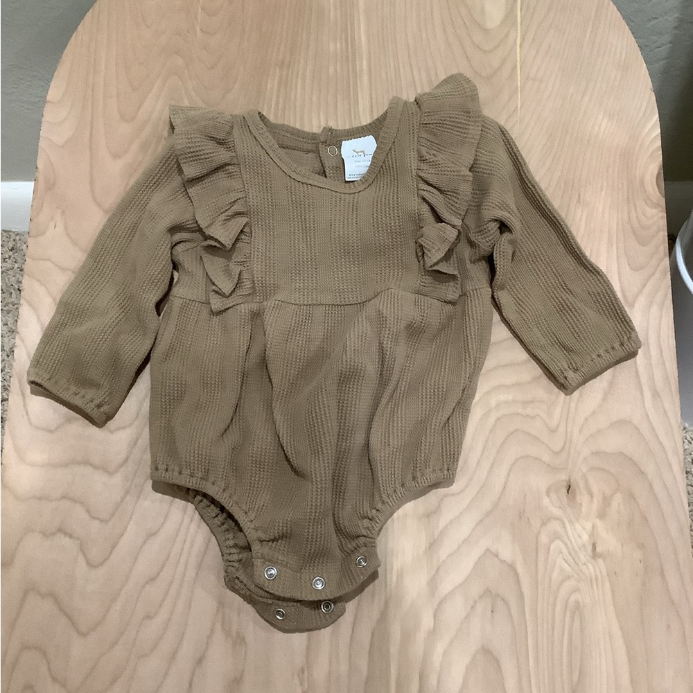 Brown Ruffled Romper - Velvet Fawn